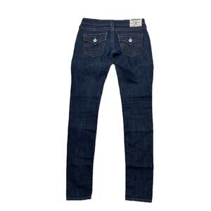 True Religion Women Size 27 Skinny Jeans Blue Flat Pockets Dark Wash 32" 55-9